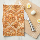 Rococo Revival Damask Nature Pattern キッチンタオル (四つ折り)