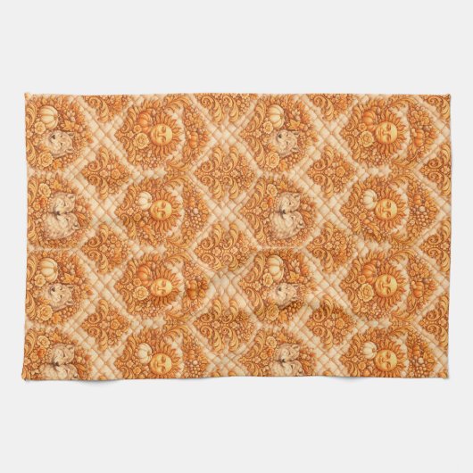 Rococo Revival Damask Nature Pattern キッチンタオル (横)