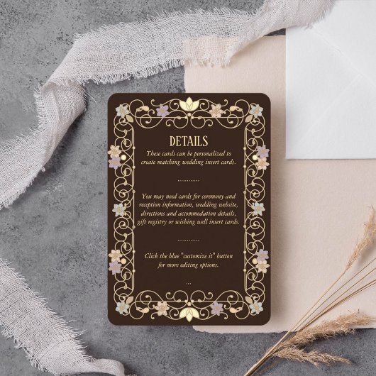 Rococo Revival Elegant Vintage Floral Wedding エンクロージャーカード