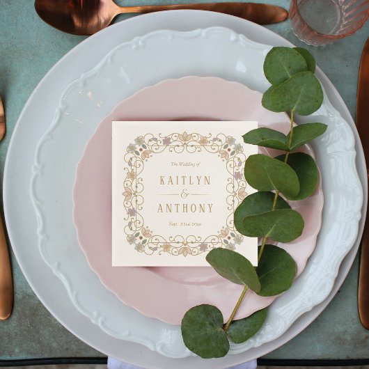 Rococo Revival Elegant Vintage Floral Wedding スタンダードカクテルナプキン