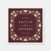 Rococo Revival Elegant Vintage Floral Wedding スタンダードカクテルナプキン (正面)