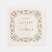 Rococo Revival Elegant Vintage Floral Wedding スタンダードカクテルナプキン (正面)