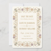 Rococo Revival Elegant Vintage Floral Wedding セーブザデート (正面)