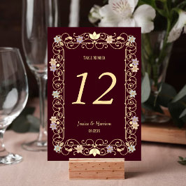Rococo Revival Elegant Vintage Floral Wedding テーブルナンバー