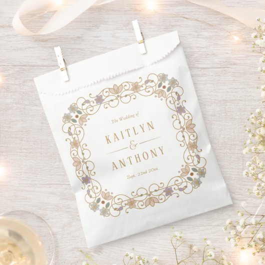 Rococo Revival Elegant Vintage Floral Wedding フェイバーバッグ (クリップ留めされた状態)