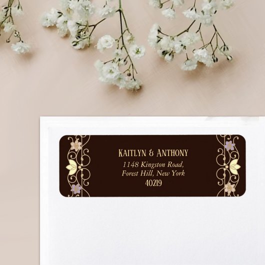 Rococo Revival Elegant Vintage Floral Wedding ラベル