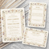Rococo Revival Elegant Vintage Floral Wedding 出欠カード