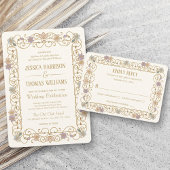 Rococo Revival Elegant Vintage Floral Wedding 招待状