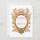Rococo Royal Wedding Blush Florals Golden Scrolls 招待状 (裏面)