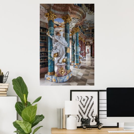 Rococo-Style Library Interior ポスター (ホームオフィス)