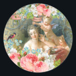 Rococo vintage Venus Angels Roses Birds  ラウンドシール<br><div class="desc">Rococo vintage Venus Angels Roses Birds stickers シール</div>