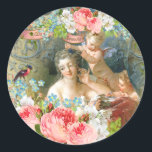 Rococo vintage Venus Angels Roses Birds  ラウンドシール<br><div class="desc">Rococo vintage Venus Angels Roses Birds stickers シール</div>