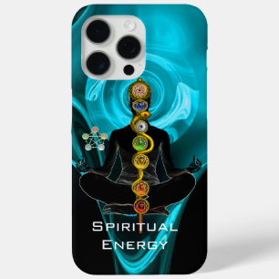 ROD ASCLEPIUS,7チャクラヨガロータスポーズブルー iPhone 15 PRO MAXケース