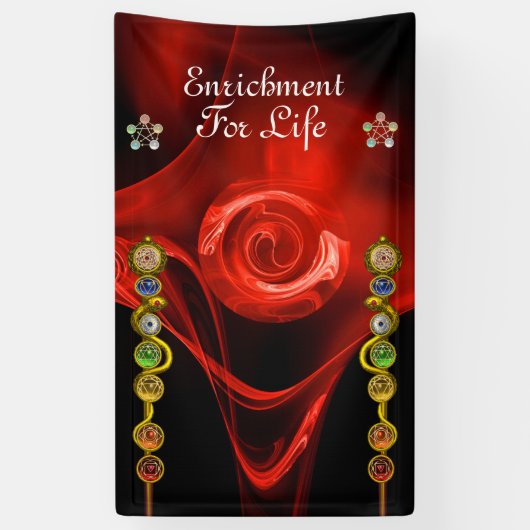 ROD ASCLEPIUS 7チャクラ,ヨガ,スピリチュアルエネルギーレッド 横断幕 (縦)