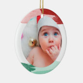 Röd & Grön Vattenfärg - Min Första Jul - Foto セラミックオーナメント (右)