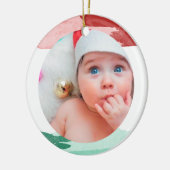 Röd & Grön Vattenfärg - Min Första Jul - Foto セラミックオーナメント (左)