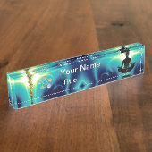 ROD OF ASCLEPIUS,7チャクラ，ヨガロータスポーズブルー デスクネームプレート (側面)