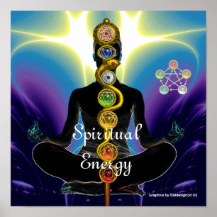ROD OF ASCLEPIUS 7 CHAKRAS,YOGA LOTUS POSE Purple ポスター