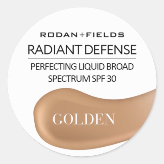 Rodan and Fields Radiant Defenseのステッカー |ゴールデン ラウンドシール (正面)