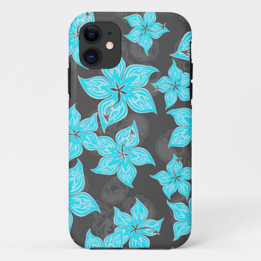 Rodderの熱い縦縞のハイビスカスおよびスカル Case-Mate iPhoneケース (裏面)