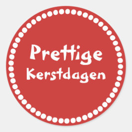 Rode cadeau sticker tekst Prettige Kerstdagen ラウンドシール