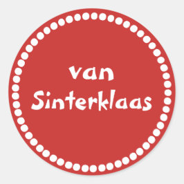 Rode cadeau sticker tekst van Sinterklaas ラウンドシール
