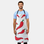 Rode chili, cayennepeper patroon. Spaanse pepers エプロン (着用した状態)