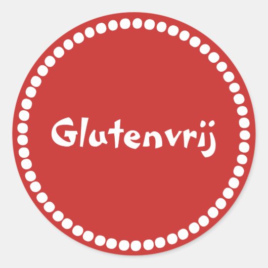 Rode sticker met tekst "Glutenvrij" ラウンドシール (正面)