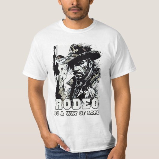 RODEOは人生の方法であるヴィンテージカウボーイことわざアート Tシャツ (正面)