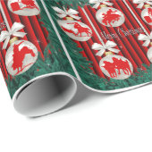 Rodeoオーナメント縁どリース赤い背景 ラッピングペーパー (ロールコーナー)