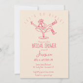 RODEOブライダルシャワーファンキー手描き 招待状 (正面)