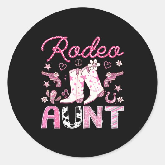 Rodeo Aunt Nk Cowgirl Western Coquette Birthday Gi ラウンドシール (正面)