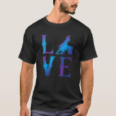 Rodeo Barrel Racing LOVE Distressed Blue  Tシャツ (正面)