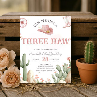 Rodeo Birthday Invitation Three, Third Birthday  招待状