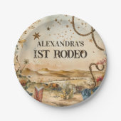 Rodeo Boots & Cactus 1st Birthday ペーパープレート (正面)