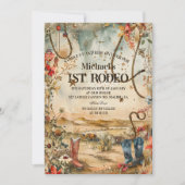 Rodeo Boots & Cactus 1st Birthday 招待状 (正面)