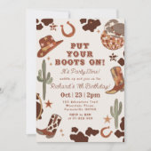 Rodeo Boy誕生日パーティーにブーツを置く 招待状 (正面)