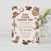 Rodeo Boy誕生日パーティーにブーツを置く 招待状 (スタンド正面)