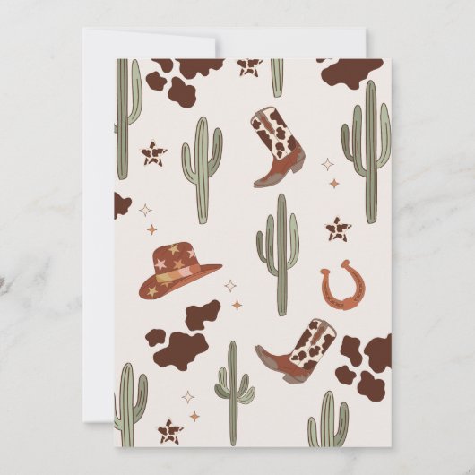 Rodeo Boy誕生日パーティーにブーツを置く 招待状 (裏面)