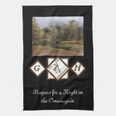 Rodeo Bull RiderとLonghorn Monogramの写真 キッチンタオル (縦)