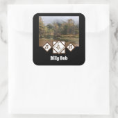 Rodeo Bull RiderとLonghorn Monogramの写真 スクエアシール (バッグ)