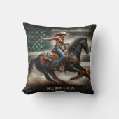 Rodeo Competitor Roping aキツネat Sunset クッション (正面)