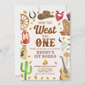 Rodeo Cowboy 1st Birthday How The West Was One 招待状 (正面)