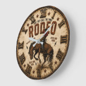 Rodeo Cowboy Western Rodeo Horse Ranch ラージ壁時計 (傾斜)