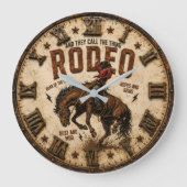 Rodeo Cowboy Western Rodeo Horse Ranch ラージ壁時計 (正面)