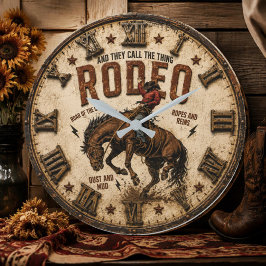 Rodeo Cowboy Western Rodeo Horse Ranch ラージ壁時計