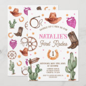 Rodeo Cowgirl western Birthday Party Invitation 招待状 (正面/裏面)