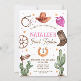 Rodeo Cowgirl western Birthday Party Invitation 招待状
