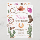 Rodeo Cowgirl western Birthday Party Invitation 招待状 (正面/裏面)