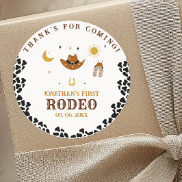 Rodeo First Birthday, Cowboy Birthday Boy ラウンドシール